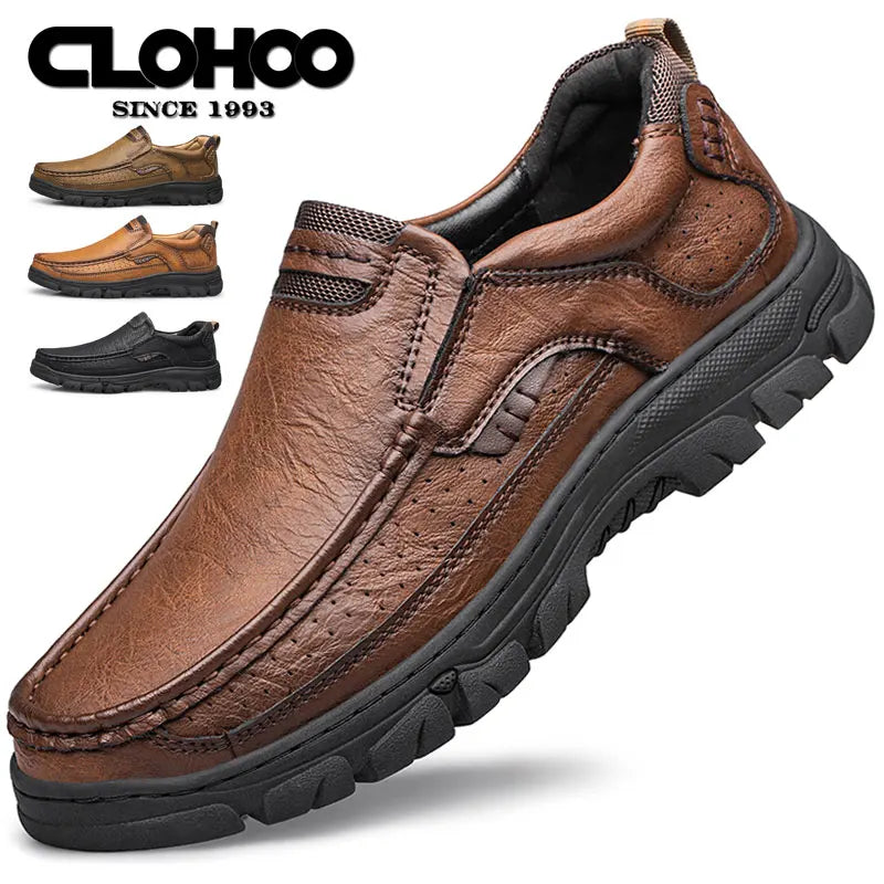 Men’s Classic Leather Slip-On Loafers – Lightweight Casual Driving & Dress Shoes