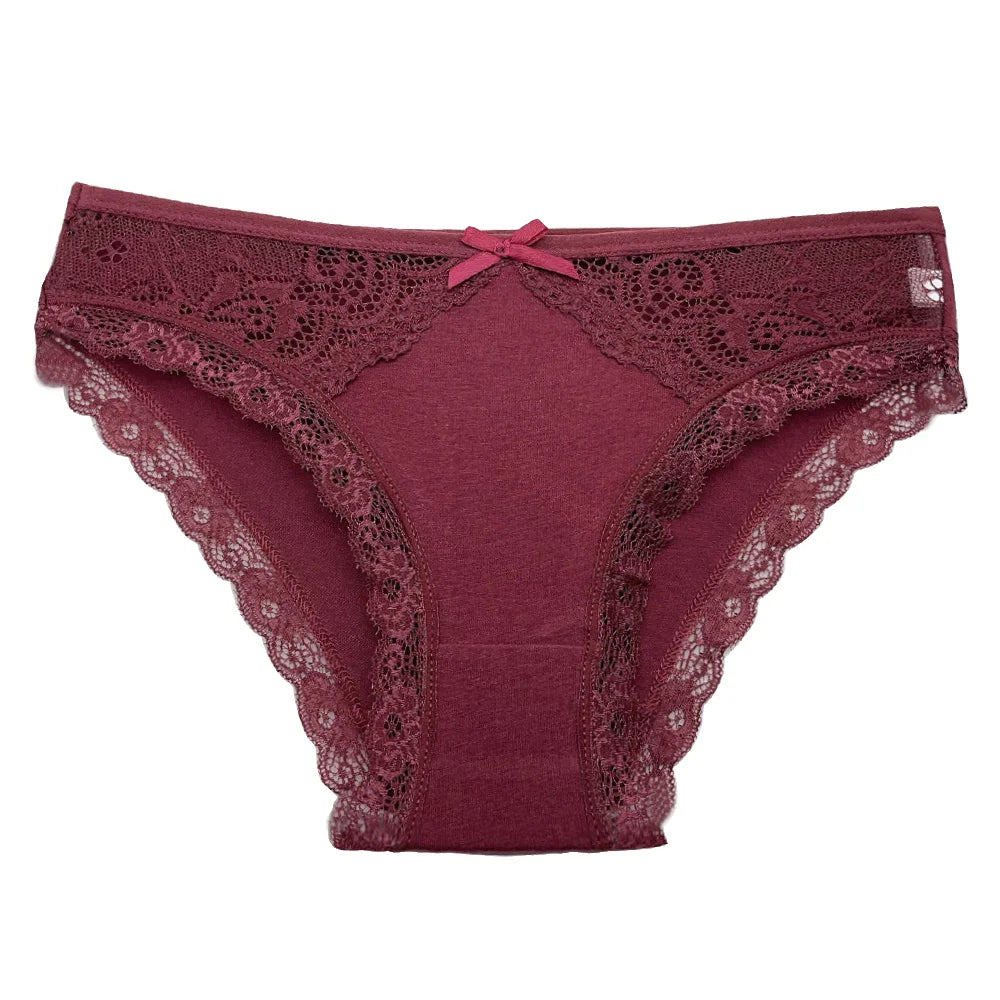 5-Pack Women's Low Rise Cotton Briefs with Lace Trim
