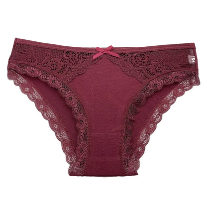 5-Pack Women's Low Rise Cotton Briefs with Lace Trim