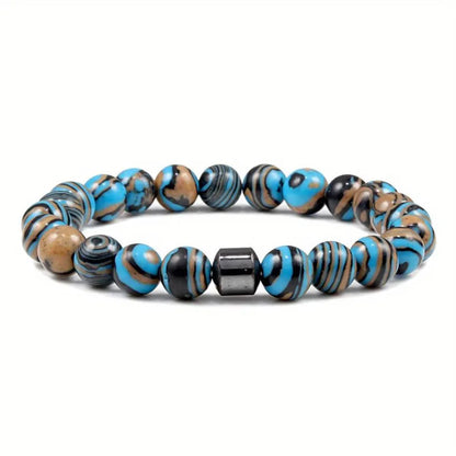 Magnetic Tiger Eye Lava Map Shimmer Malachite Stone Bracelet