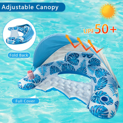 Inflatable Floating Pool Sunshade Lounge Chair