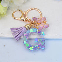 Exquisite Initial Blue Shiny Resin Keychain