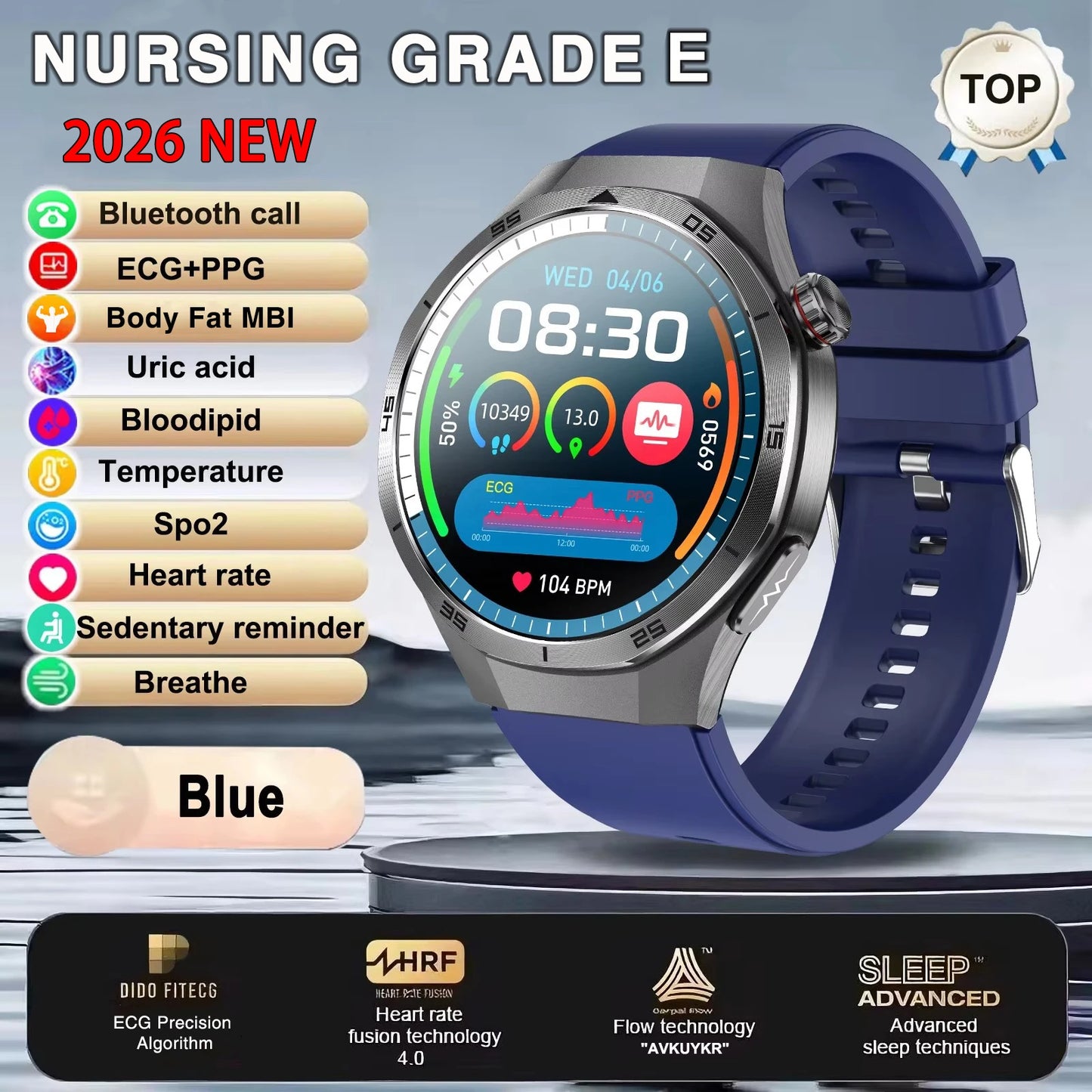 ECG+PPG Smart Watch - Advanced Health Monitor with HD Wireless Calling