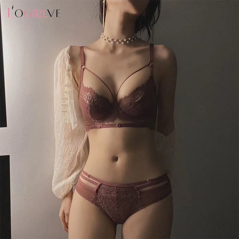 Logirlve Ultra-thin Cup Bra Underwear Set