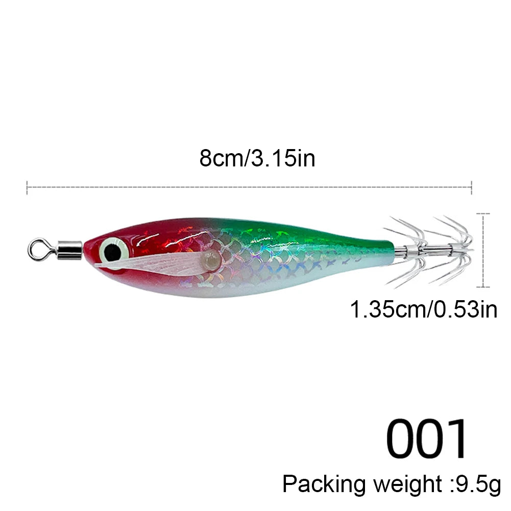 Luminous 80mm Squid Jig Hook Fishing Lures (Artificial Hard Bait)