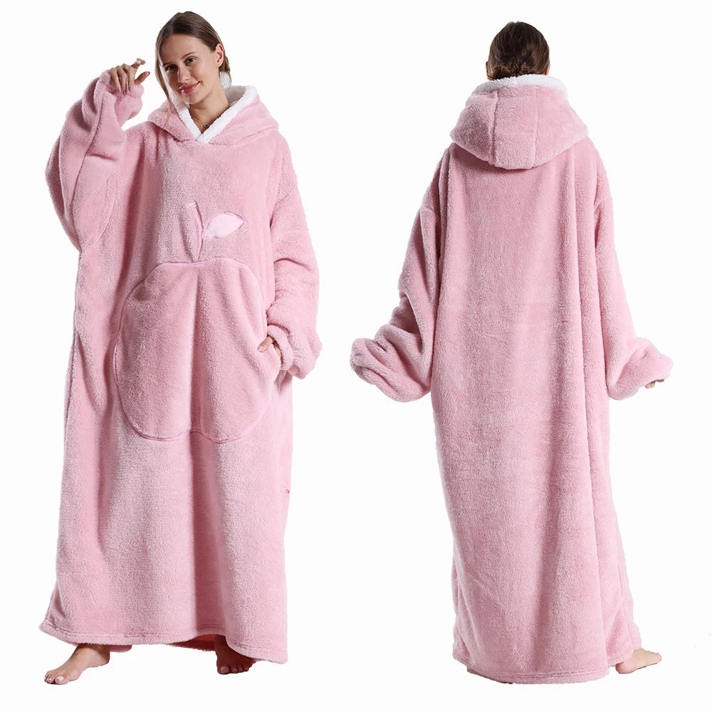 Extra Long Wearable Blanket Robe with Full Sleeves