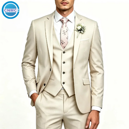 Men's Single-Breasted 3-Piece Formal Business Suit Set (Jacket, Vest & Pants)