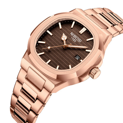 NIBOSI Men's Stainless Steel Analog Quartz Military Watch