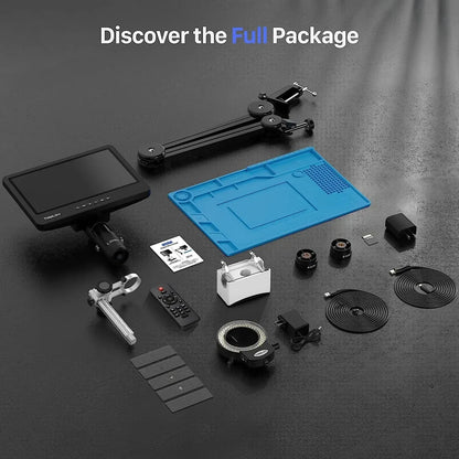 TOMLOV DM602 Flex 2000X 10.1" Digital Soldering Microscope with 3 Lenses