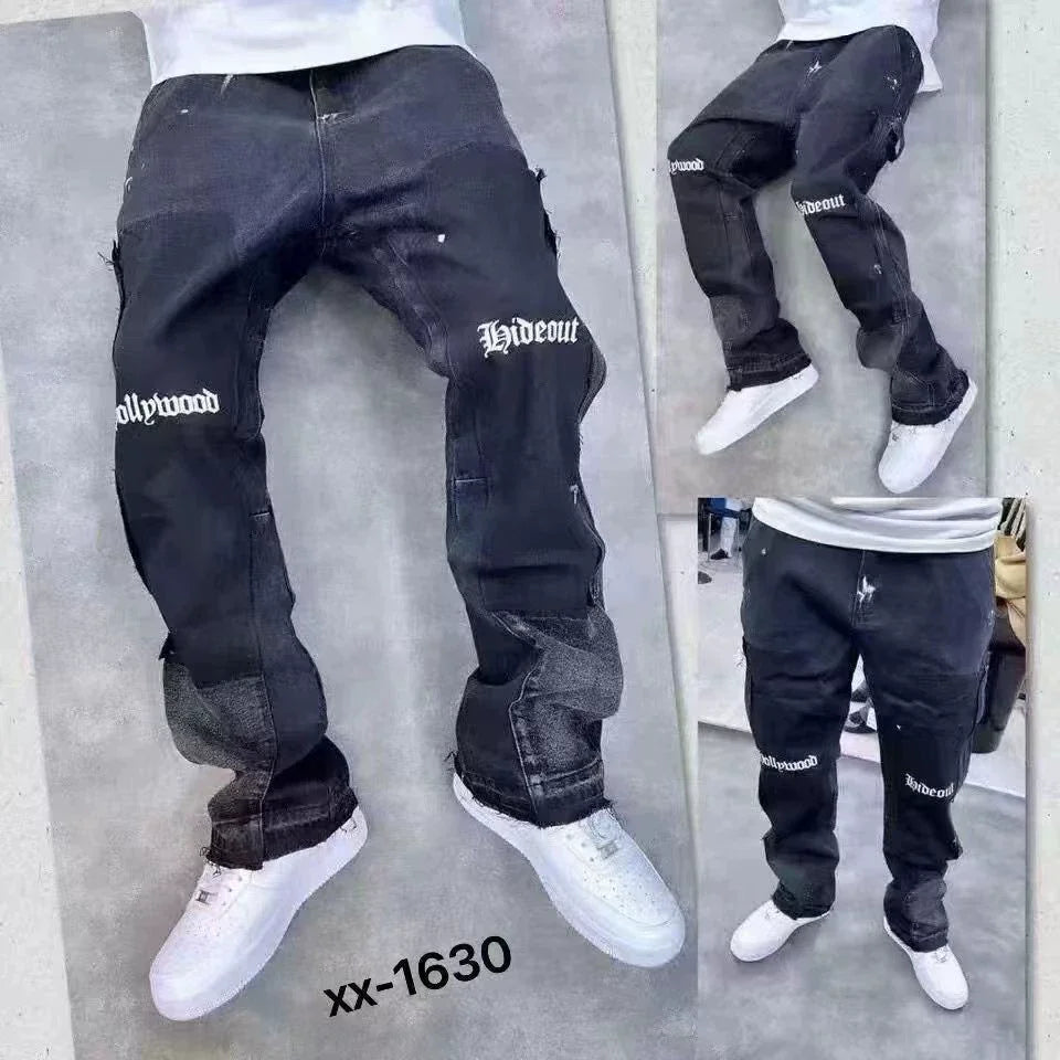 Distressed Vibe Bell Bottom Clean Fit Woodworking Jeans