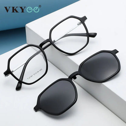 Magnetic Clip-On Polarized Sunglasses & Optical Eyeglass Frame Set