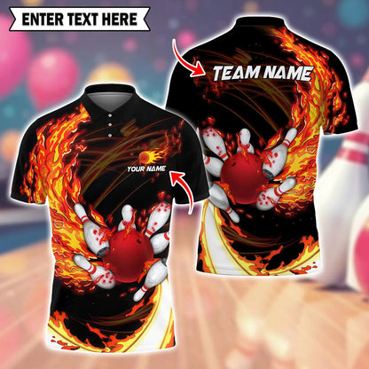 Men's Custom Name Graphic Bowling Polo Shirt