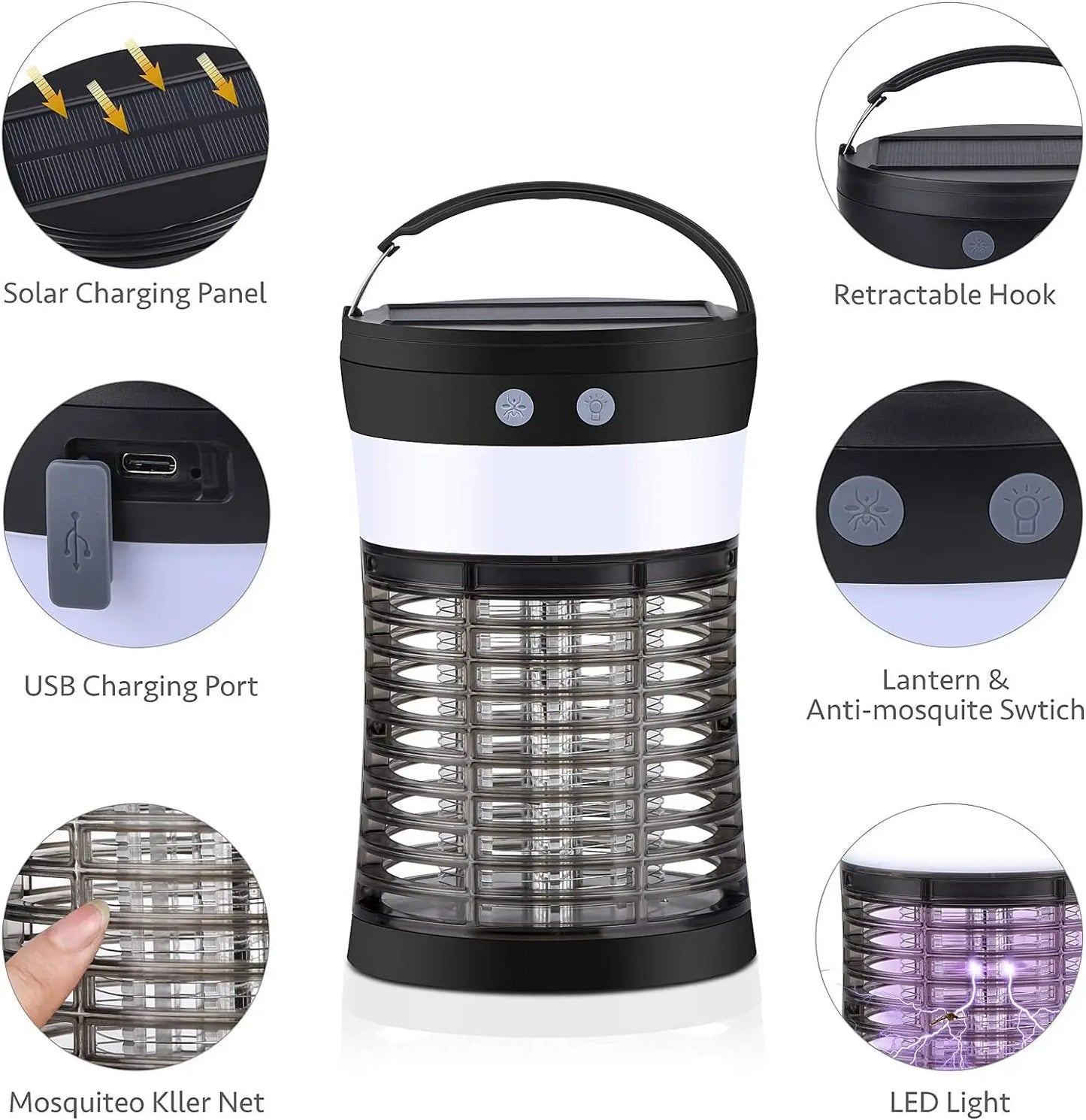 Electric Solar Mosquito Killer 3000V Rechargeable