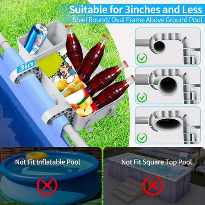 3-in-1 Above Ground Poolside Storage Basket with Cup Holder & Utility Hooks – Heavy-Duty Organizer for Pool Accessories