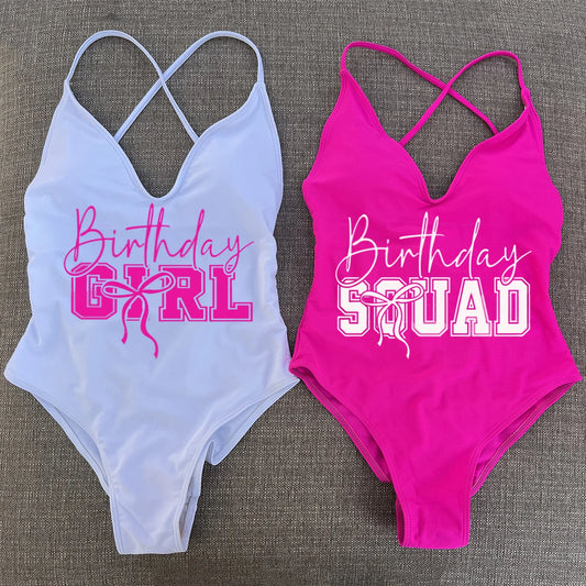 Padded One Piece Swimsuit Birthday Bathing Suit