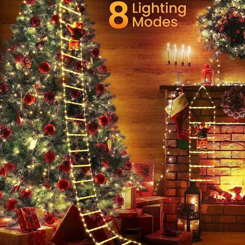 LED Santa Claus Climbing Ladder String Lights