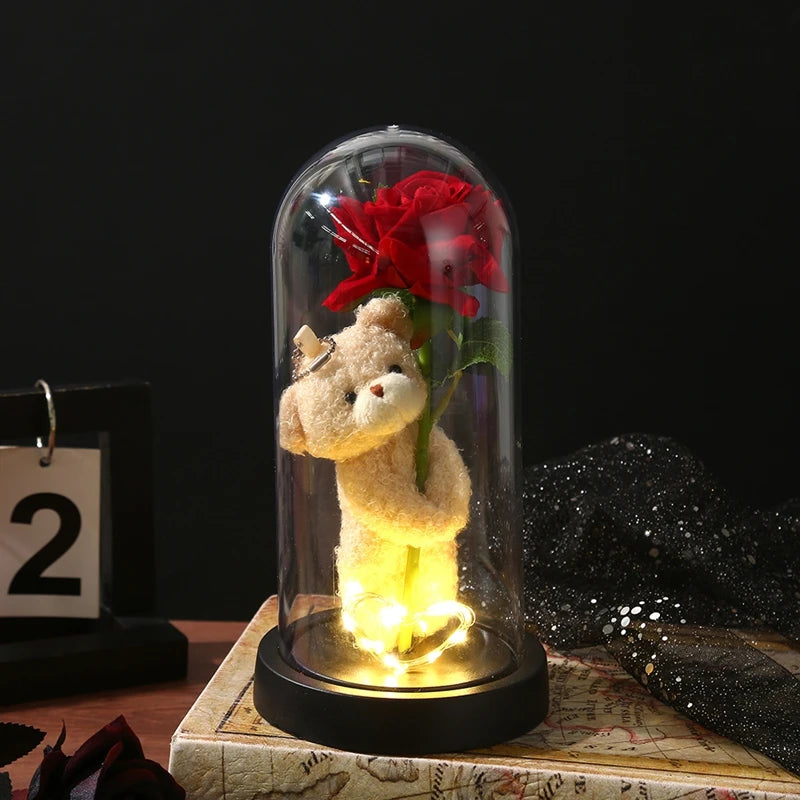 Artificial Eternal Rose LED Light in Glass Cover