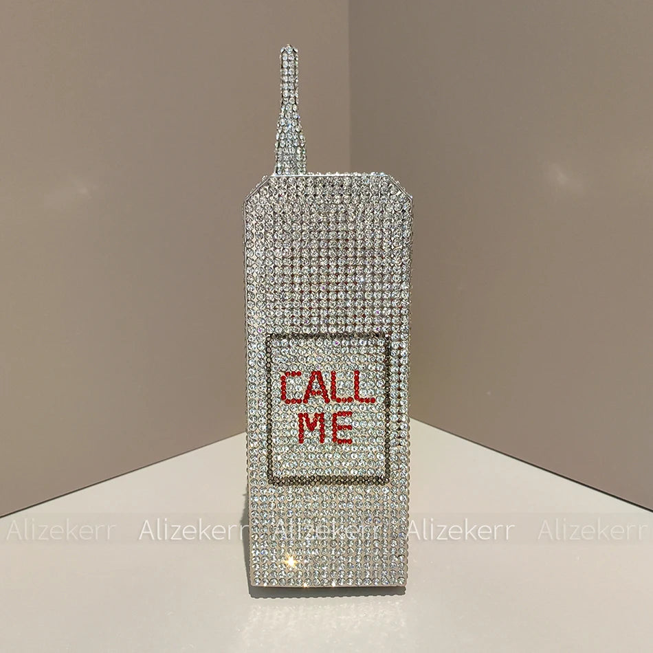 Alizekerr Cellphone Shaped Diamond Evening Bags
