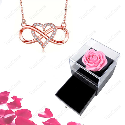 Luxury Heart Pendant Necklace with Rose Gift Box