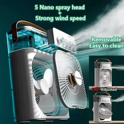 3 In 1 Small Air Cooler LED Night Light Portable Humidifier