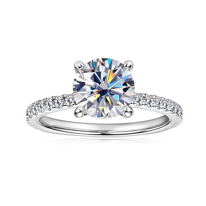 8mm 2ct Moissanite Halo Ring Certified 925 Sterling Silver