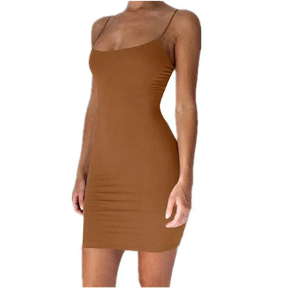 Women's Sleeveless Spaghetti Strap Bodycon Mini Dress