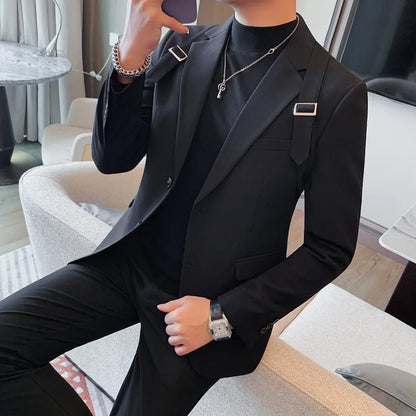 Men's Slim Fit Double-Vent Business Suit Jacket & Blazer
