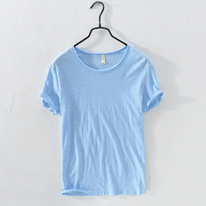 Retro Raw Edge Men's Cotton Slim-Fit T-Shirt