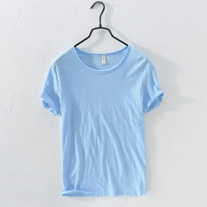Retro Raw Edge Men's Cotton Slim-Fit T-Shirt