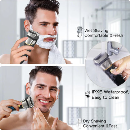 Hatteker Cordless Electric Shaver – Wet/Dry USB Rechargeable Razor with LCD Display