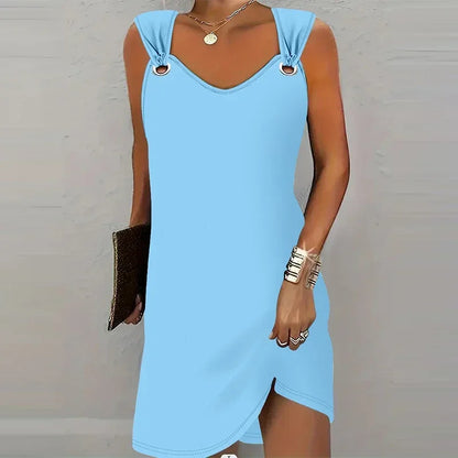 Fashionable Casual Solid Color Suspender Dress