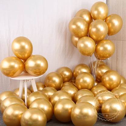 50-Pack Metallic Chrome Latex Balloons - Ultra-Gloss Party Decor