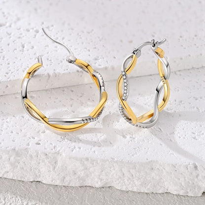 925 Sterling Silver CZ Zircon Gold-Plated Hoop Earrings – Sparkling Minimalist Jewelry