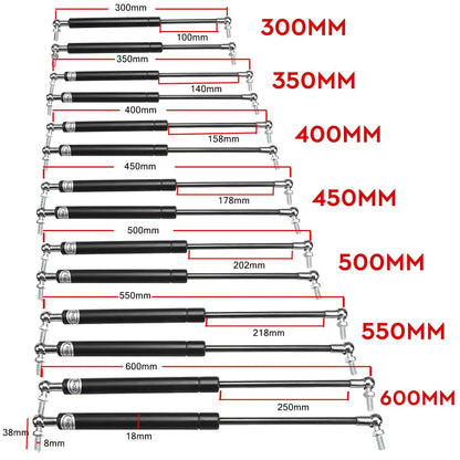 2pc 300N Car Struts Lift Support Bar Gas Spring Universal 300-500mm