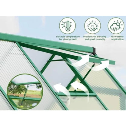 6x7FT Outdoor Greenhouse with Roof Vent - Heavy Duty Lockable Door