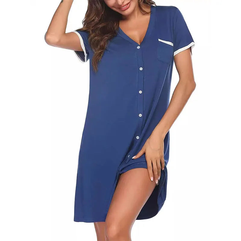 Women's Summer Casual Swing T-Shirt Dress - Loose Fit Beach Cover-Up Mini Dress with Pockets