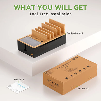 Bamboo Charging Station for Multiple Devices