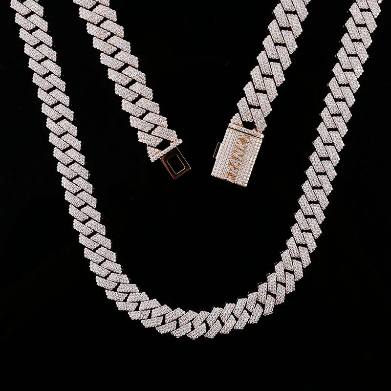 15mm 10K Gold Moissanite Miami Cuban Link Chain