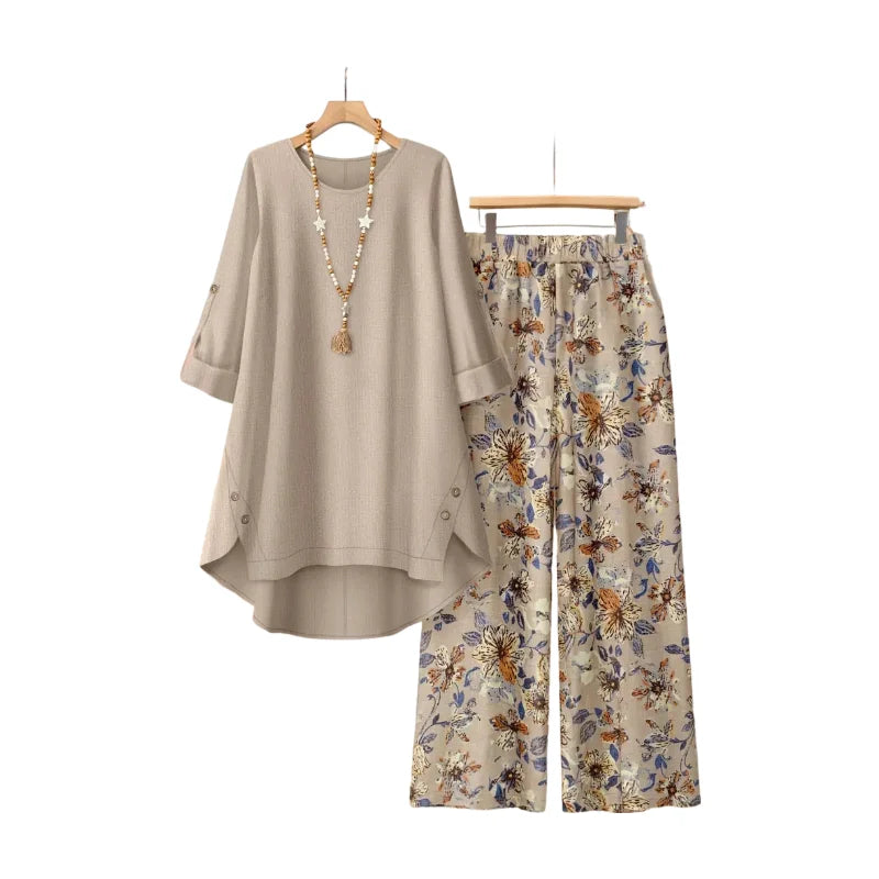 Women's Casual Floral Printed Pullover Dress Set