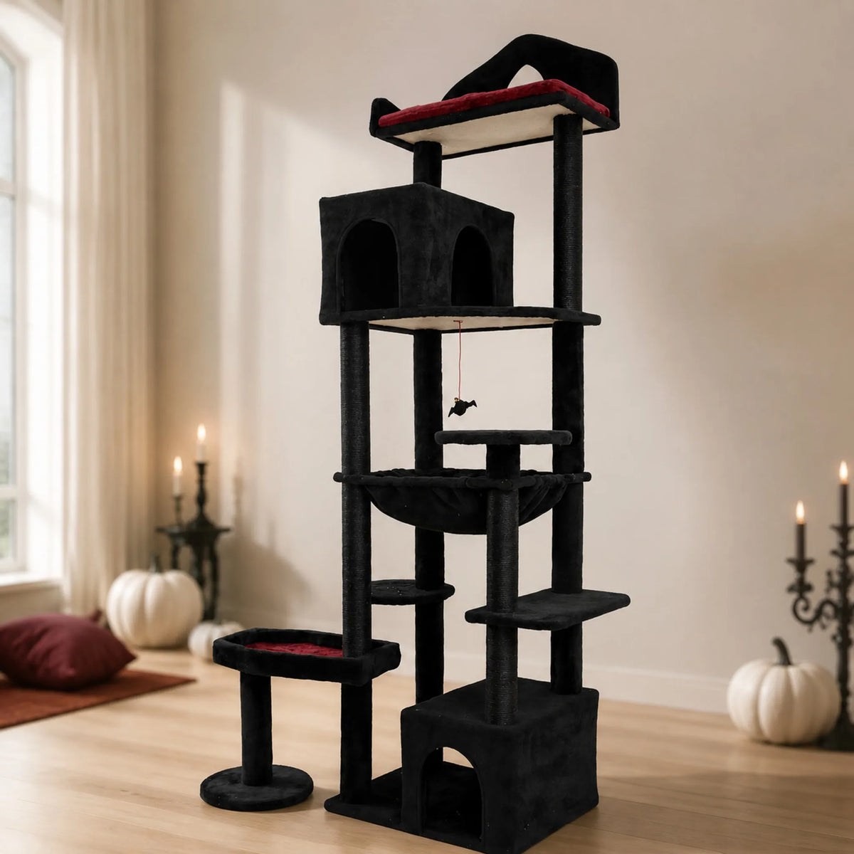 82" Gothic Cat Tree Tower with Coffin Bed & Condos