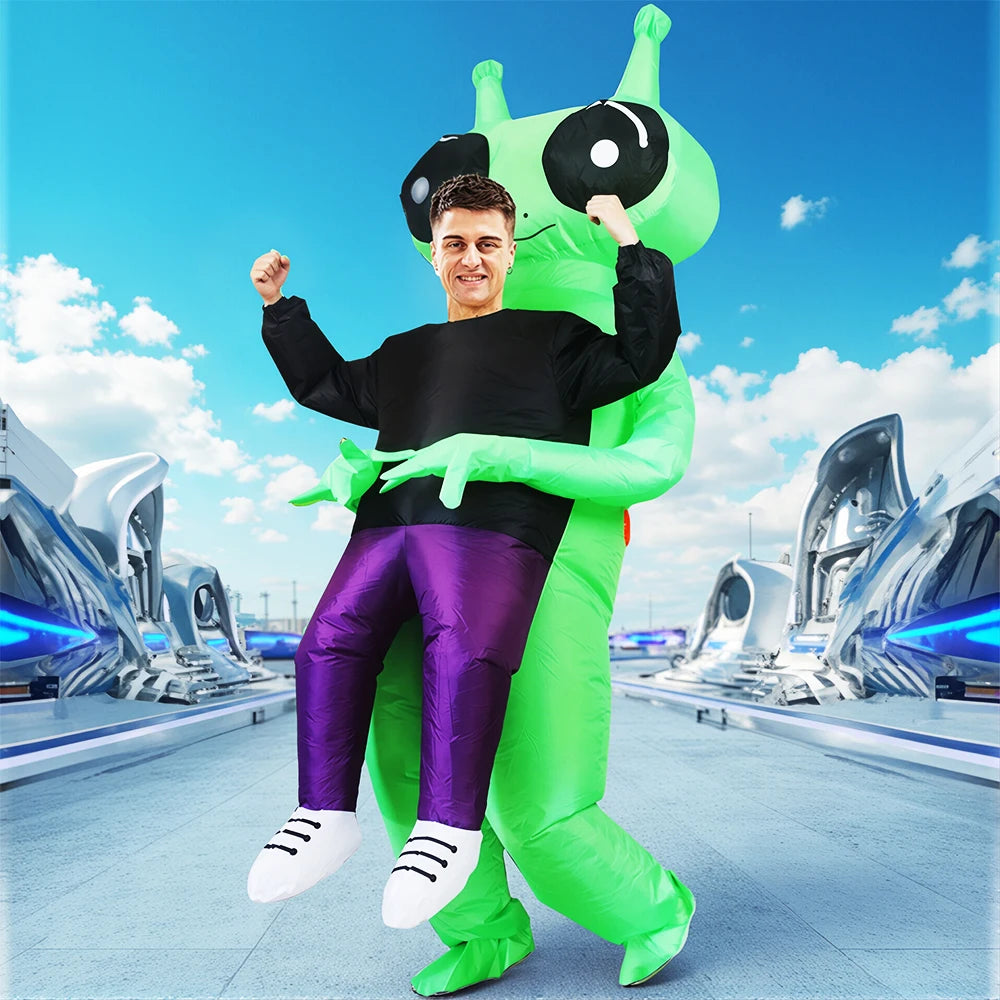 Fancy Funny Mascot Astronaut ET Inflatable Alien Costume Suit - Adult Blow-Up Outfit for Halloween, Purim & Cosplay