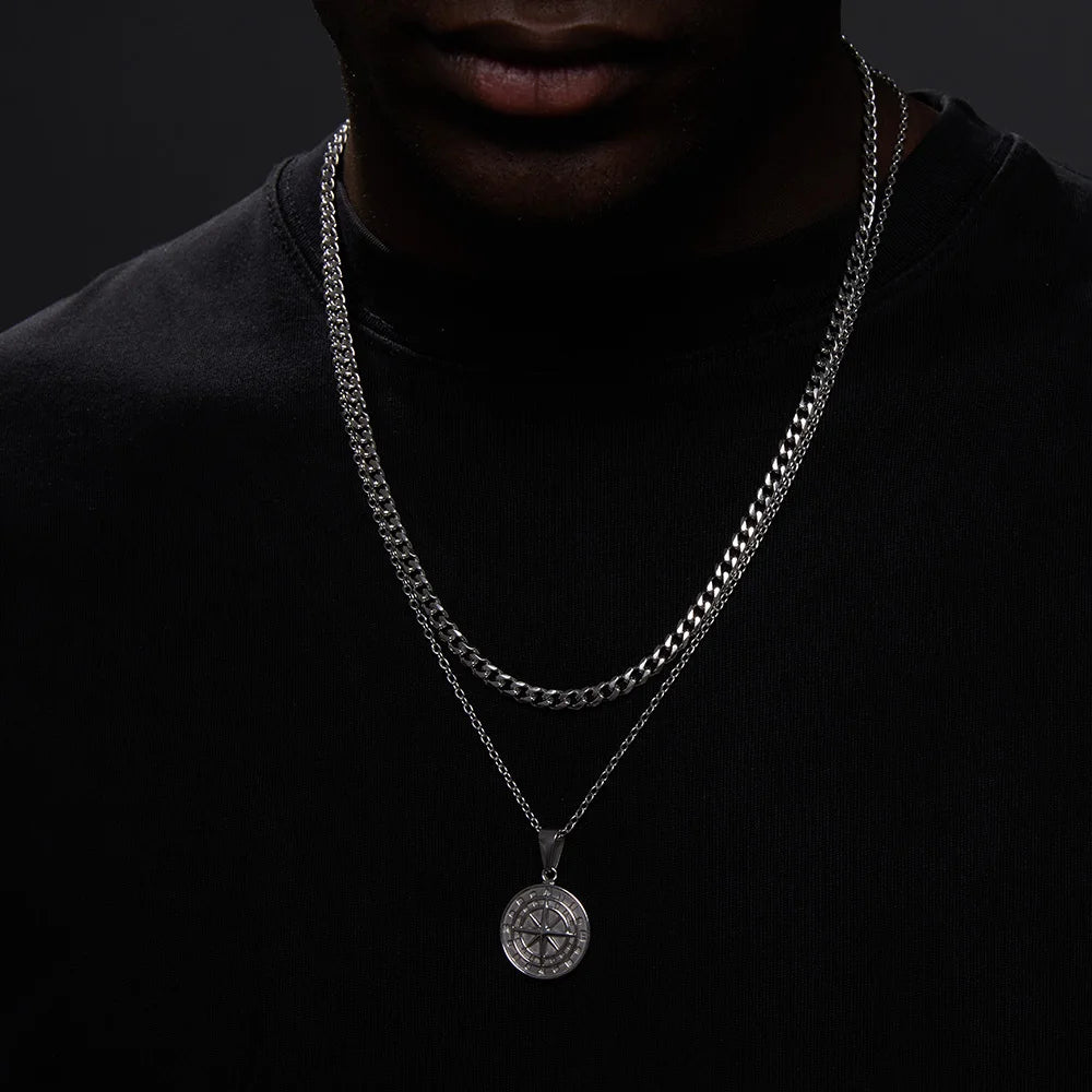 Stainless Steel Cuban Figaro Wheat Chain Necklace