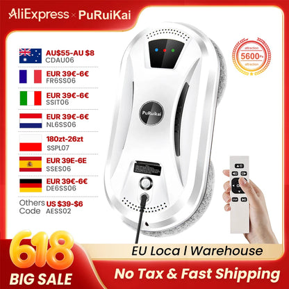 PuRuiKai 5600Pa Automatic Window Cleaning Robot with Remote Control
