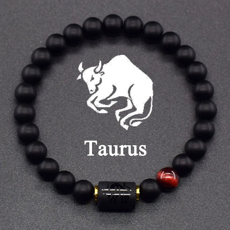 Natural Tiger Eye Stone 12 Zodiac Constellation Bead Bracelet