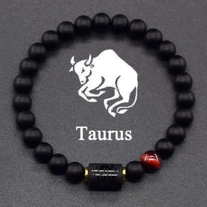 Natural Tiger Eye Stone 12 Zodiac Constellation Bead Bracelet
