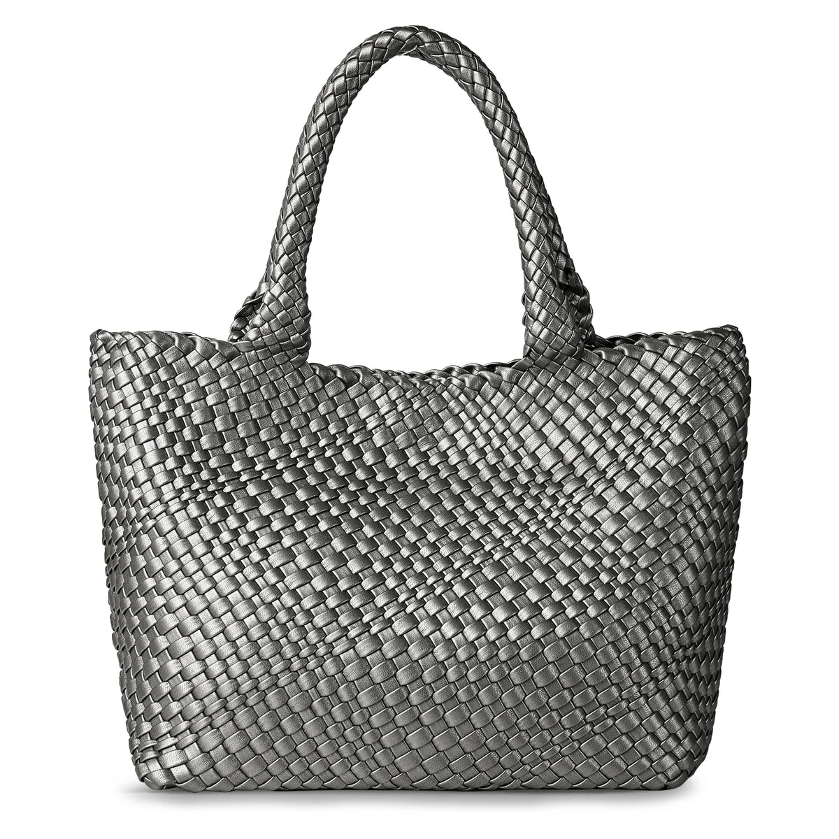 Large Woven Leather Tote Bag & Clutch Set