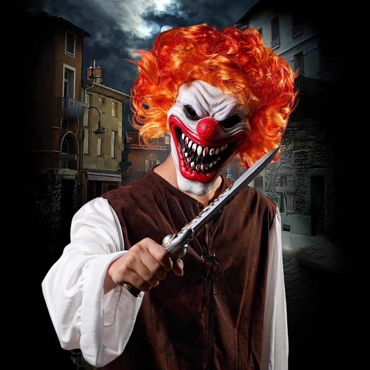 Scary Red Nose Clown Mask