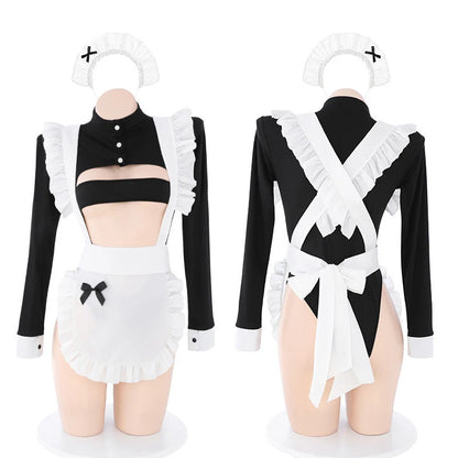 Open Bra Maid Tight Bodysuit Costume