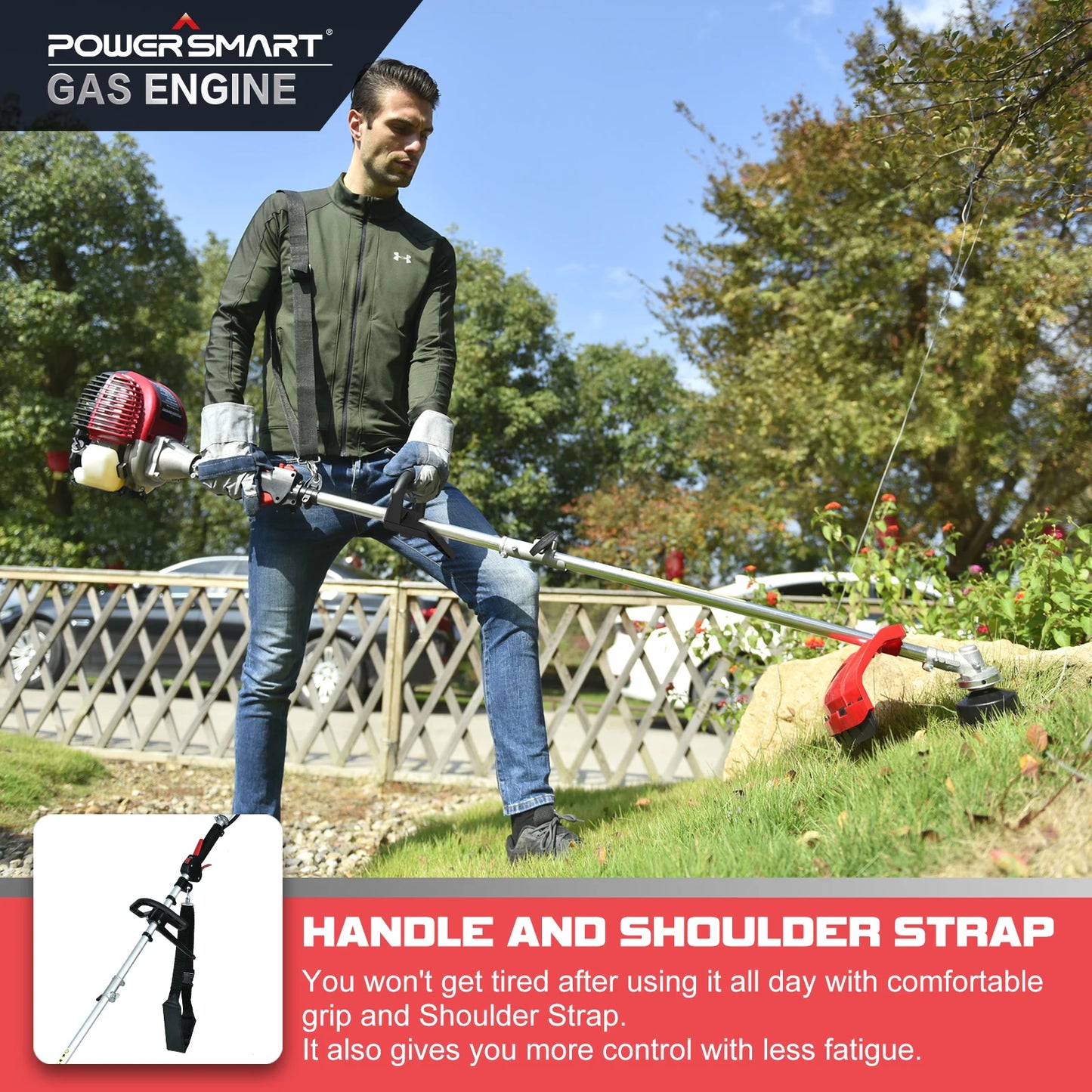 Powersmart 25.4cc 16" Gas String Trimmer & Edger