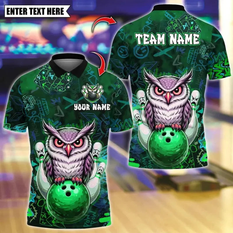 Men's Custom Name Tough Penguin Bowling Polo Shirt